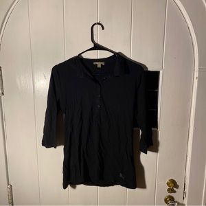 (1) Trendy Black Burberry Brit Cotton Polo Shirt Women’s Size Large